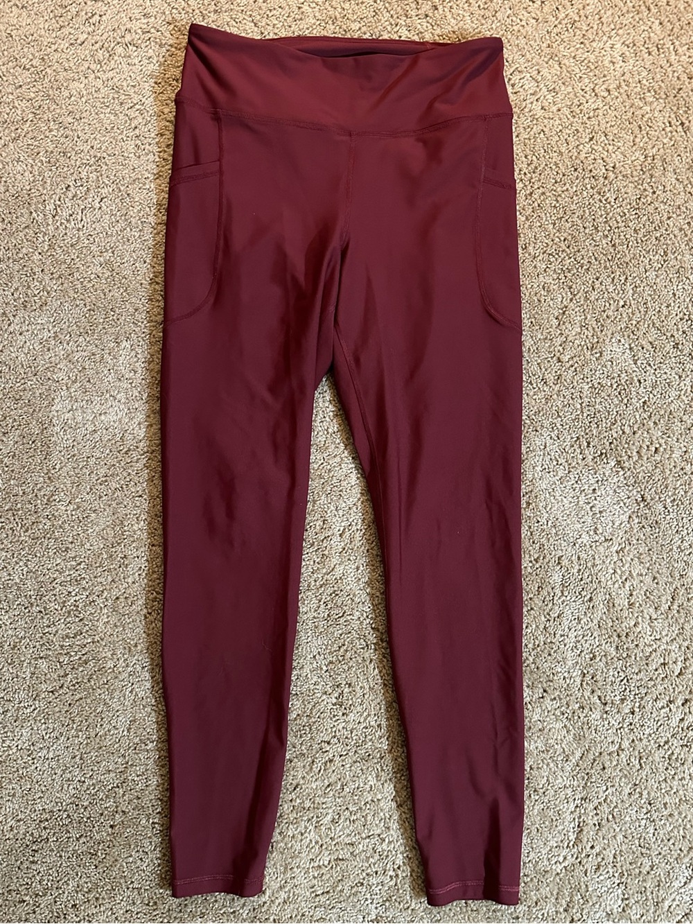 Old Navy Burgundy High-Rise Leggings with Side Pockets